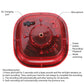 Clear red interior panel of solar animal repellent with buttons and microphone ports