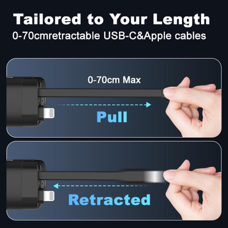 Onten retractable car charger cable with pull-out length up to 0–70 cm
