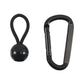 Black adjustable rope hook with metal carabiner clip and loop
