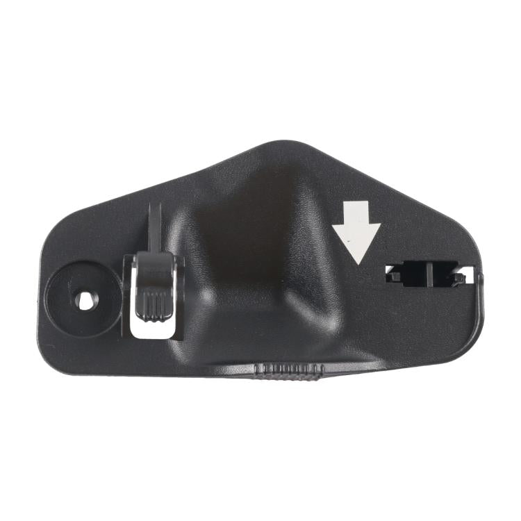 Black plastic hood support rod clip with mounting hole and spring latch