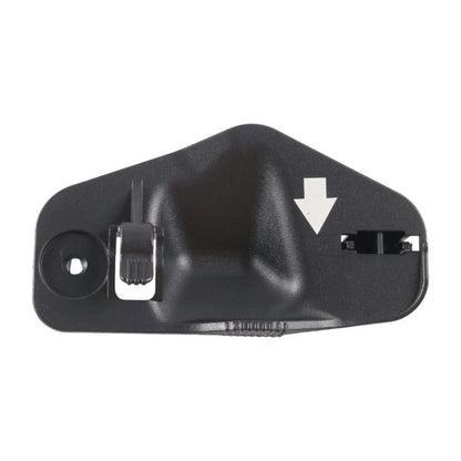 Black plastic hood support rod clip with mounting hole and spring latch
