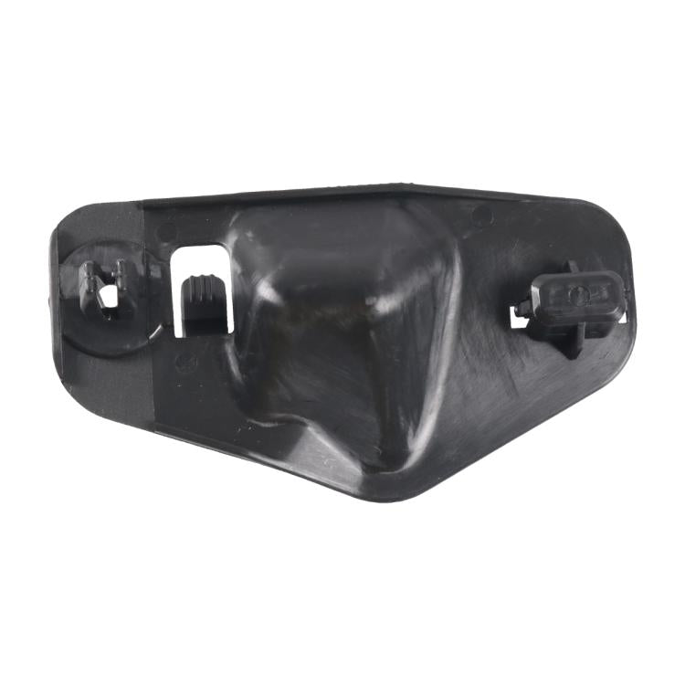 Black plastic hood support rod clip with latch tabs and side openings