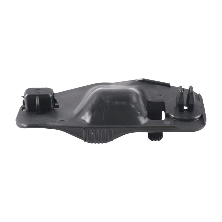 Black hood support rod clip bracket with ribbed grip and mounting posts