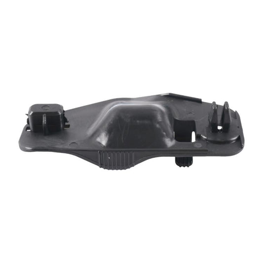 Black hood support rod clip bracket with ribbed grip and mounting posts