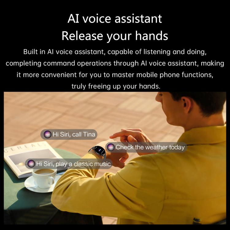 Round smartwatch used for voice commands