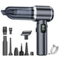 Silver cordless handheld vacuum cleaner with purple accent ring and power display screen