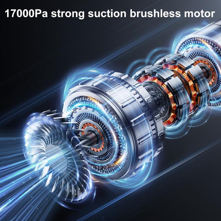 Vacuum brushless motor turbine inside housing with blue light airflow effects