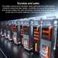Vacuum battery pack cells with glowing indicator panels inside the housing