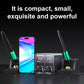 Compact dual soldering station with two green-handled irons next to a smartphone