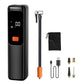 Portable car air pump with digital display, hose nozzle and accessory set