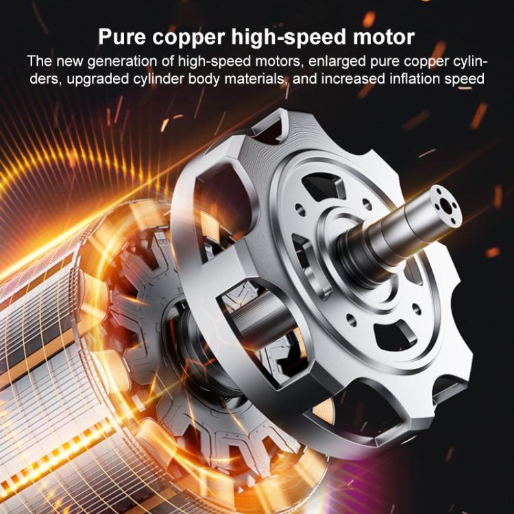 Electric air pump motor assembly with copper-toned coil and silver rotating shaft parts