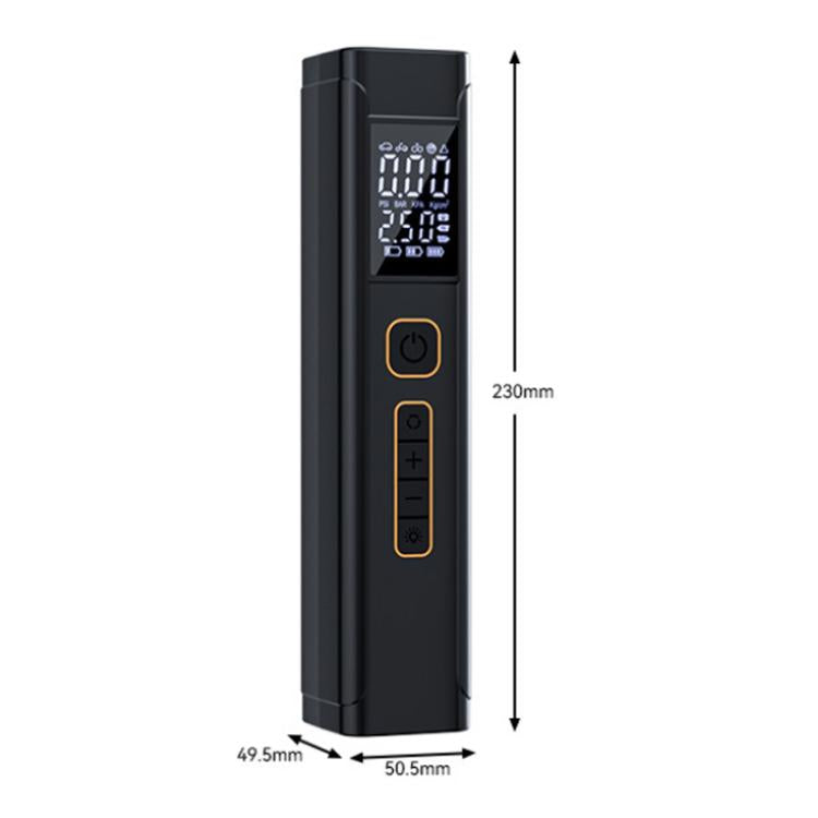 Tall black electric car air pump with dual digital display and plus/minus buttons