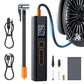 Electric air pump kit with dual-screen unit, hose, and multiple nozzle adapters