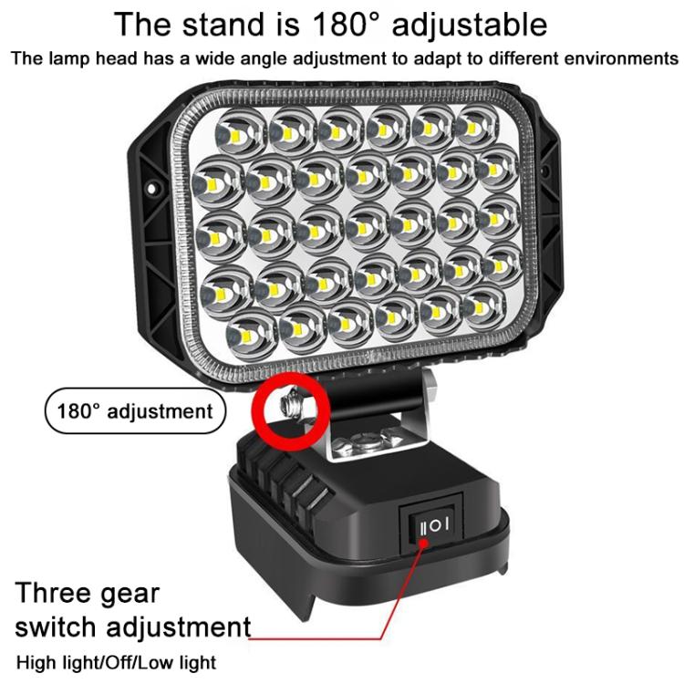 Rectangular LED emergency work light with adjustable head and three-gear control switch