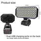 Rectangular LED emergency work light with dual USB charging ports on the back