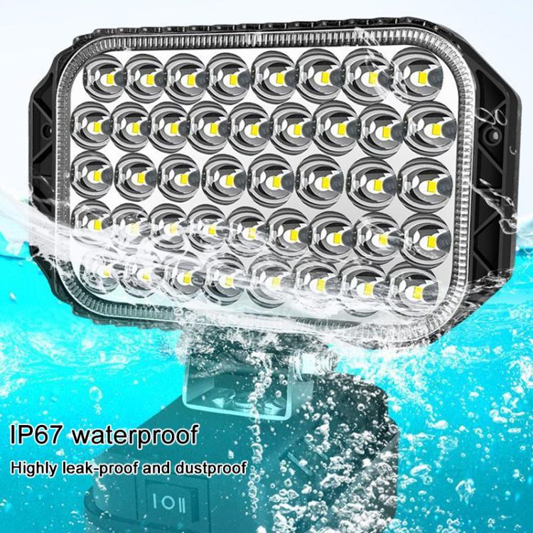 Rectangular LED emergency work light with multi-lens array and black side shield housing