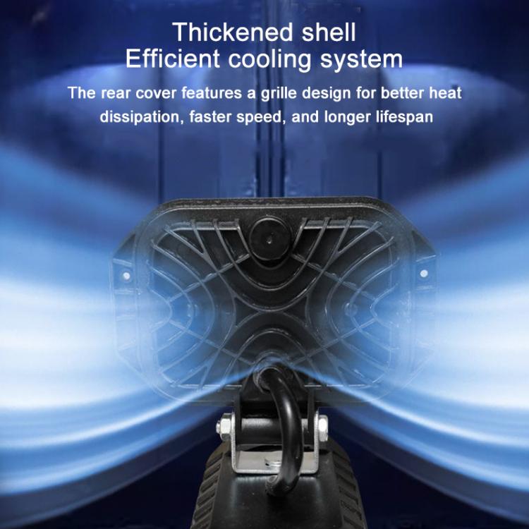 Rear vented shell of rectangular LED emergency work light with cooling airflow channels