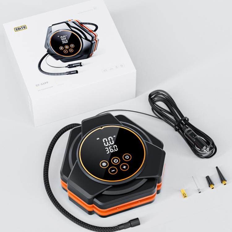 SUITU Car Triangular Air Pump Electric Air Tire Inflator, Button Version, Touch Screen Version