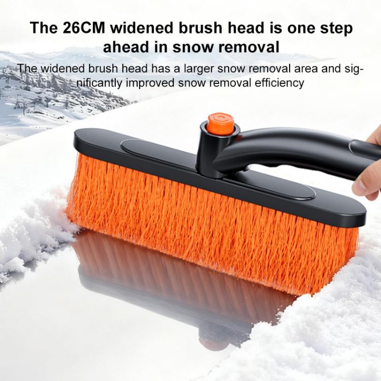 Wide 26 cm orange bristle brush head with black handle for snow removal