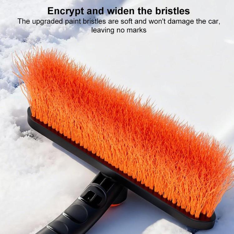 Orange bristle snow brush head with thick black base for car and windshield snow