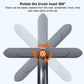 360-degree rotating snow brush head with orange push button on black base