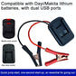 Lithium battery emergency starter power supply with two battery sockets and jumper cables