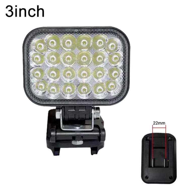 3 inch square LED emergency work light, black housing and mounting bracket