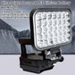 Square LED emergency work light with black base and bright multi-LED panel