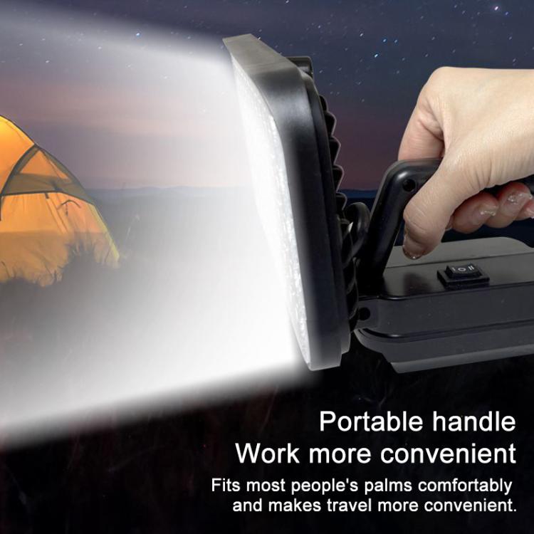 Portable square LED work light with front beam lens and carrying handle
