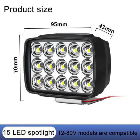 DC12-80V IP68 Waterproof Car Ultra-bright LED Spotlight, 15 LEDs, 45 LEDs