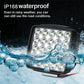 Black waterproof-style LED spotlight with front LED array and red/black wire leads.