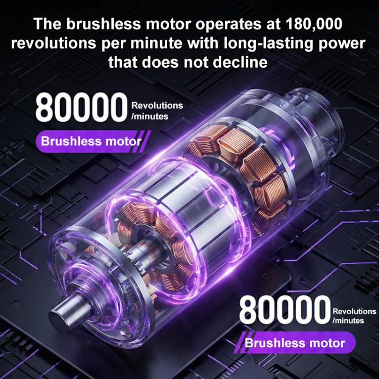 Handheld vacuum cleaner with transparent cyclonic chamber and purple-lit accent ring