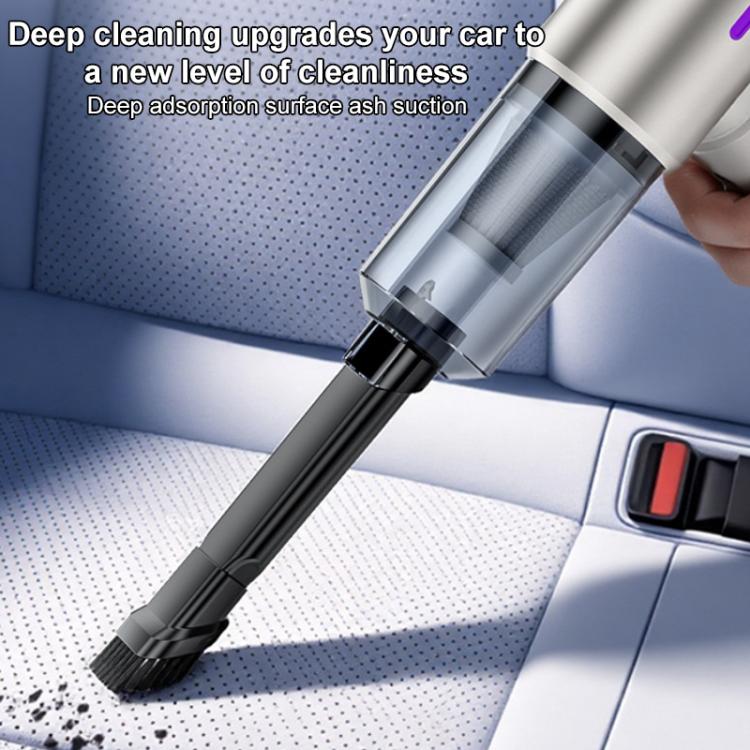 Portable handheld car vacuum cleaner with brush attachment cleaning car seat