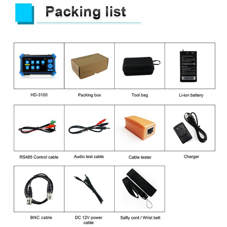 HD-3100Pro Engineering Treasure 5 in 1 Coaxial Video Surveillance Tester, US Plug, EU Plug, UK Plug