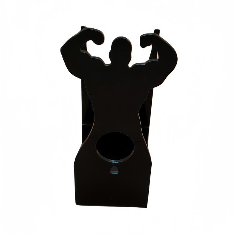 Black acrylic wine rack stand shaped like a woman holding a bottle