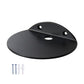 Black wall-mount storage rack with oval center opening and two mounting holes