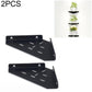Set of two black triangular wall-mounted acrylic corner shelves with mounting screws