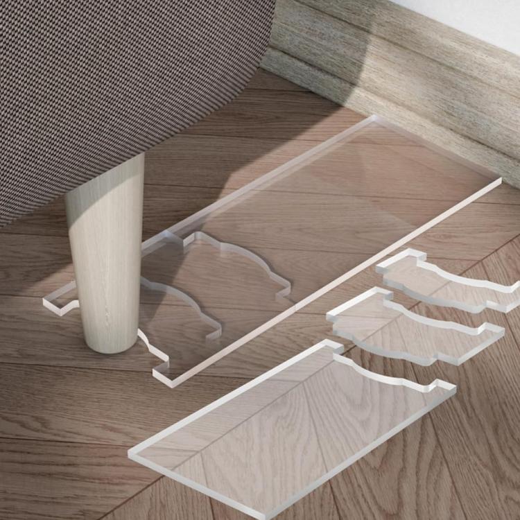 Clear acrylic wall spacer gasket set with multiple curved pads and base plate