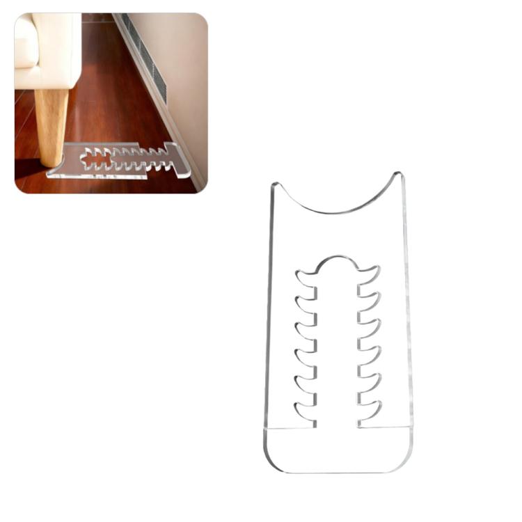 Clear acrylic anti-slip wall spacer gasket for furniture legs, U-shaped with teeth