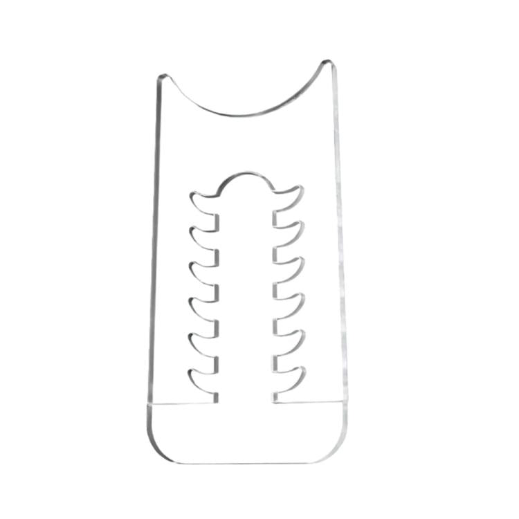 Clear acrylic anti-slip wall spacer gasket, tall U-shape with double row teeth