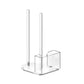 Transparent acrylic mason jar lid holder rack with two vertical posts and side compartments