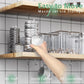 Transparent acrylic mason jar lid storage rack on countertop with easy-to-move design