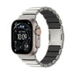 Silver titanium alloy watch band with black silicone links