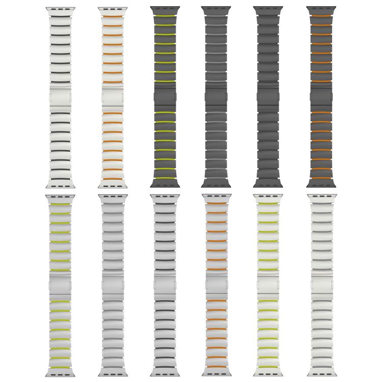 Apple Watch band color options in silver and dark finishes with contrasting accent stripes.