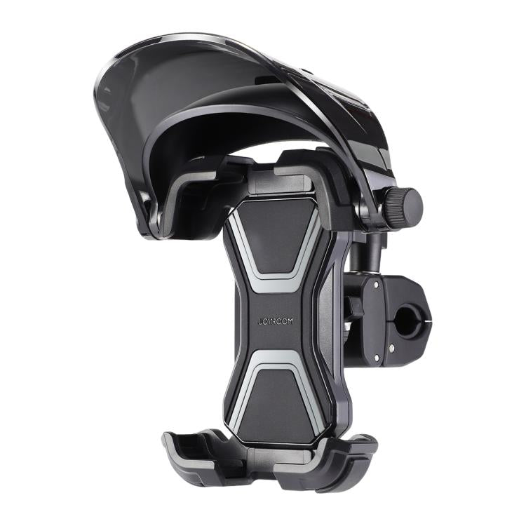 Cycling phone holder with sunshade, dark gray clamp mount with knob