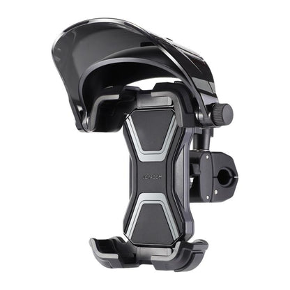 Cycling phone holder with sunshade, dark gray clamp mount with knob
