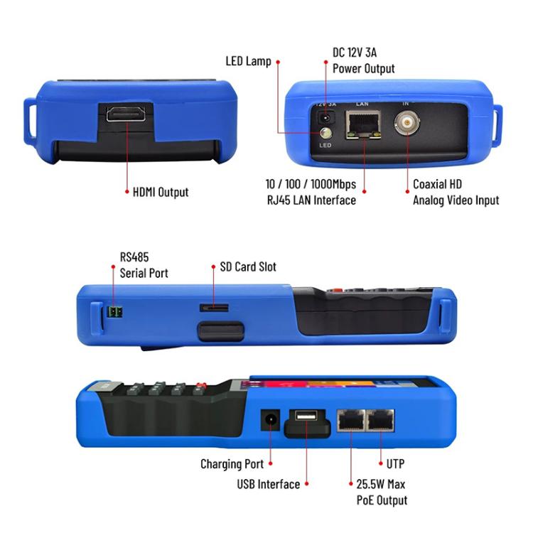 IPC9310Plus 4.5 Inch HD Screen Engineering Tester Network Analog Coaxial Video Surveillance Tester, IPC9310Plus(US Plug)
