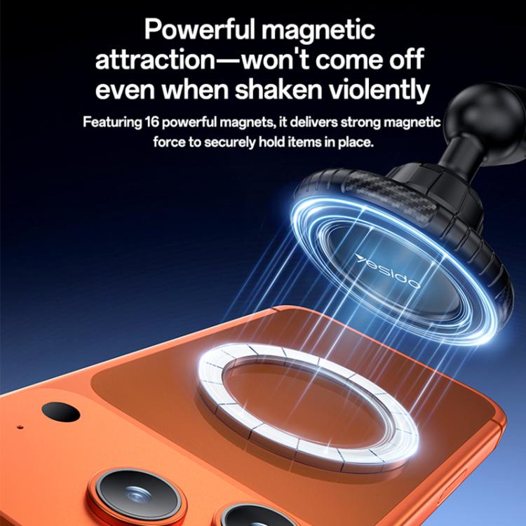 Black magnetic phone holder with illuminated magnetic ring over a base pad.