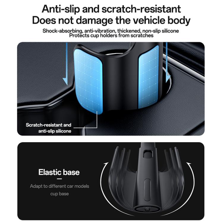 Black anti-slip cup base with soft silicone-like sleeves around the holder.