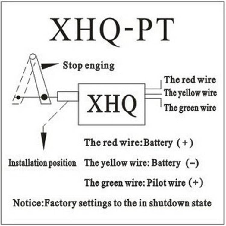 XHQ-PT wiring diagram label showing stop engine and wire connections